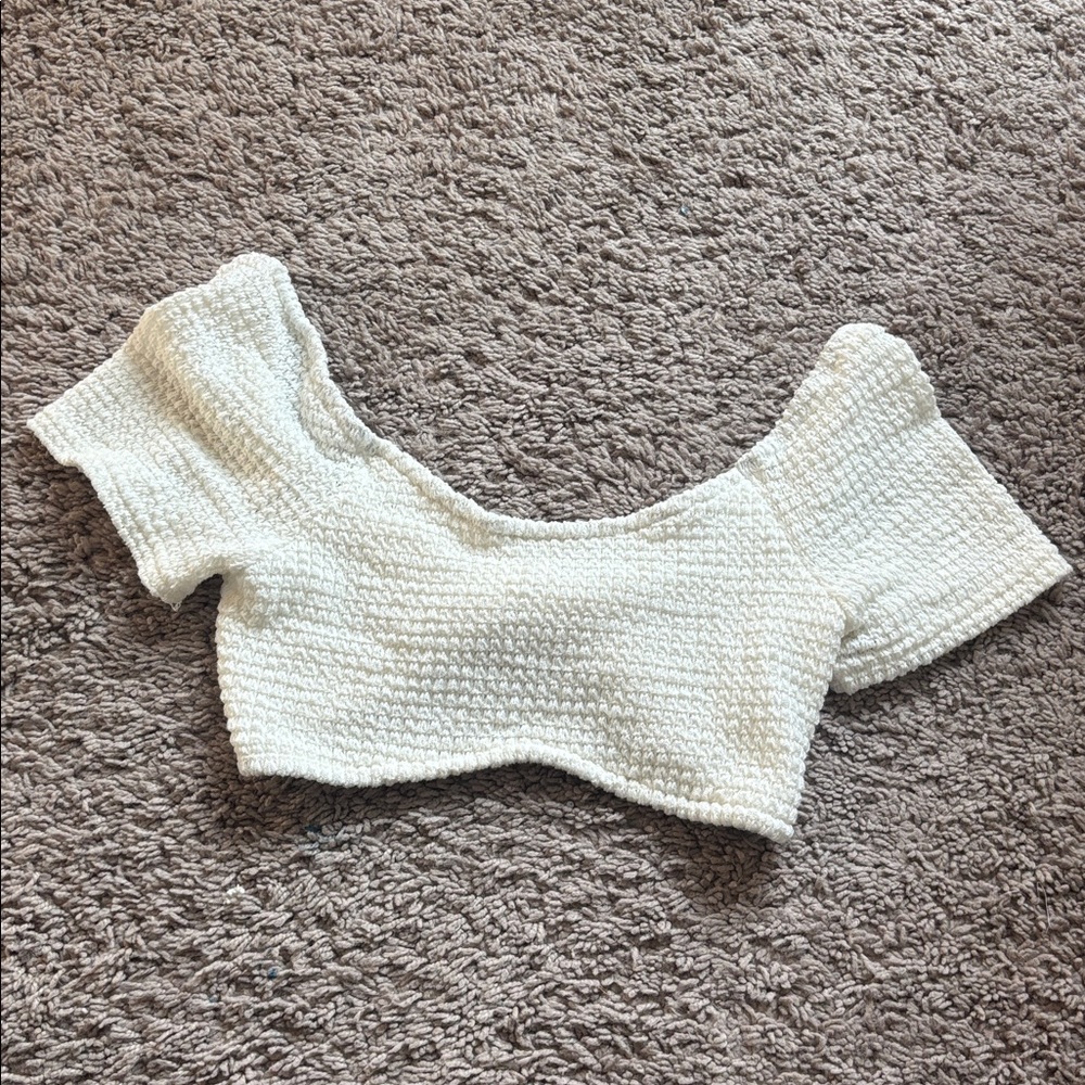 SHEIN Cream Textured Knit Top